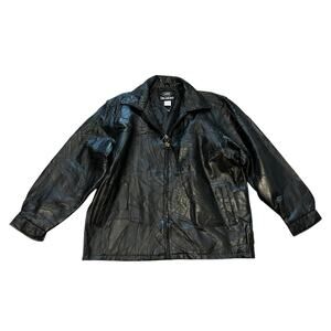 Vintage 90s Y2K Le World Fine Leathers Black Patchwork Coat Men's XL NWT